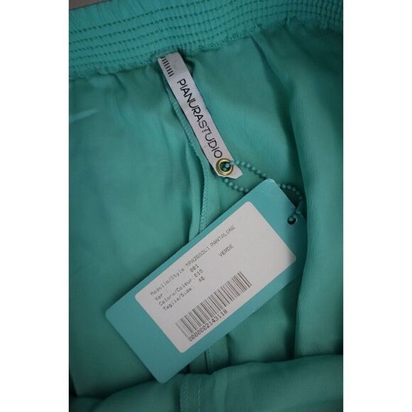 PianuraStudio MPA2693U1 Womens Sz 46 US 10/XL Green Silk Blend Casual Pants - Picture 4 of 9